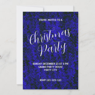 Abstract Electric Blue Christmas Party Holiday Invitation