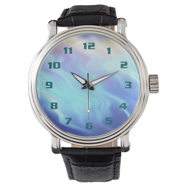 Abstract Electric Blue Storm Colourful expiration Watch (Front)
