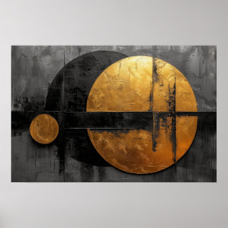 Abstract Elegance: Black, Gold, and Grey Art Poster