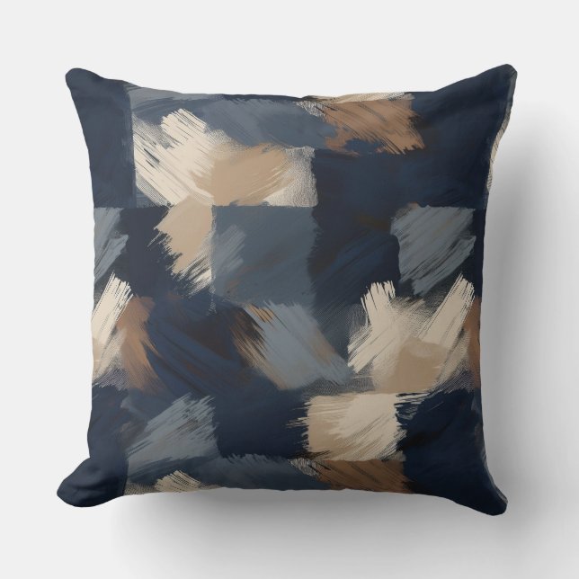 Abstract Elegance: Cream, Rust, Black & Grey  Throw Pillow (Front)