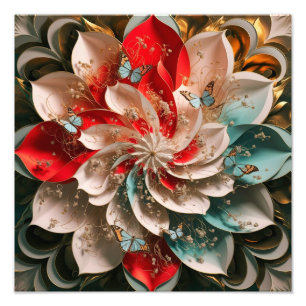 Abstract Elegance: Enigmatic Woman in Poppy Hues  Photo Print