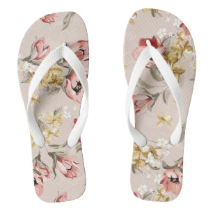 Abstract Elegance floral pattern 3 Flip Flops