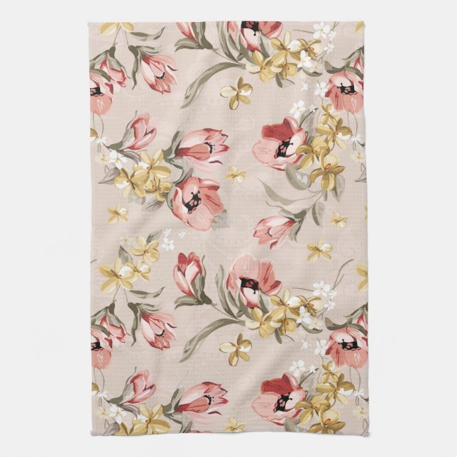 Abstract Elegance floral pattern 3 Kitchen Towel (Vertical)