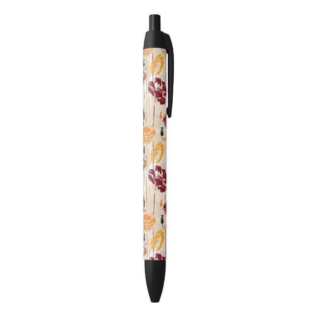 Abstract Elegance floral pattern 4 Black Ink Pen (Bottom (Vertical))