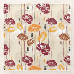 Abstract Elegance floral pattern 4 Glass Coaster