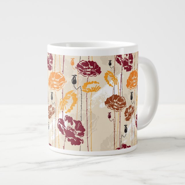 Abstract Elegance floral pattern 4 Large Coffee Mug (Front Right)