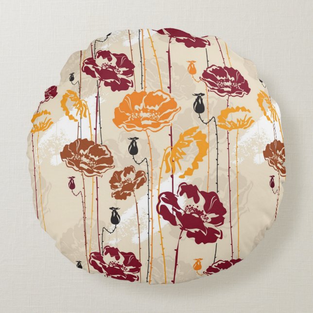 Abstract Elegance floral pattern 4 Round Pillow (Front)