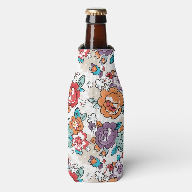 Abstract Elegance floral pattern 5 Bottle Cooler (Bottle Front)