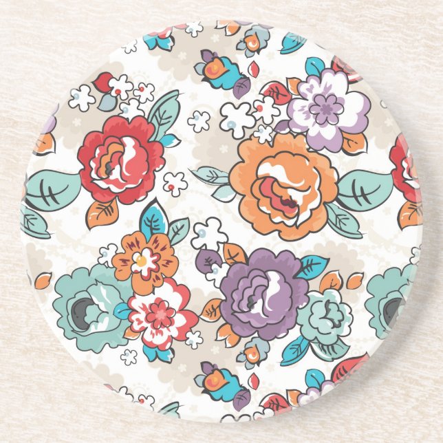 Abstract Elegance floral pattern 5 Coaster (Front)