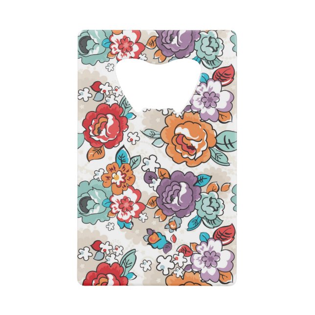 Abstract Elegance floral pattern 5 Credit Card Bottle Opener (Front)