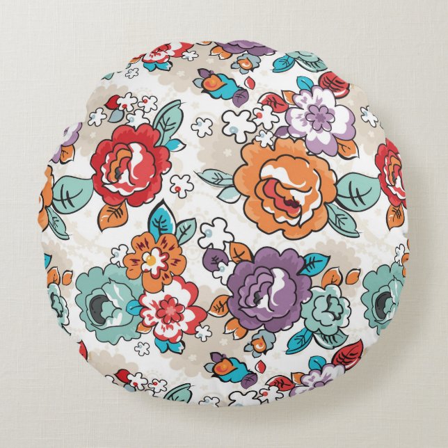 Abstract Elegance floral pattern 5 Round Pillow (Front)