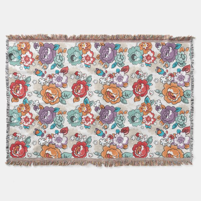 Abstract Elegance floral pattern 5 Throw Blanket (Front)
