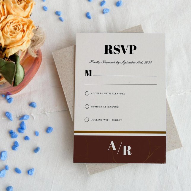 Abstract Elegance Golden Frame RSVP Card (Creator Uploaded)
