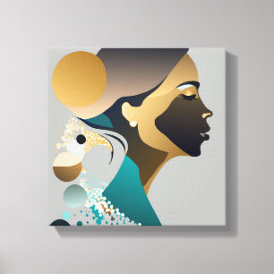 Abstract elegance in blue green and gold # 1 canvas print