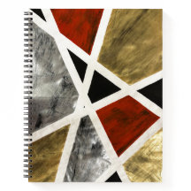 Abstract Elegance Notebook - Black, Red, Gold Art