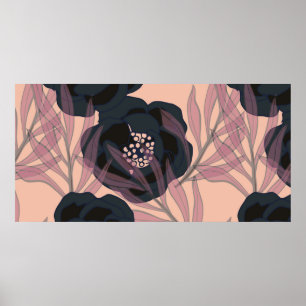 Abstract elegance pattern with floral background. poster