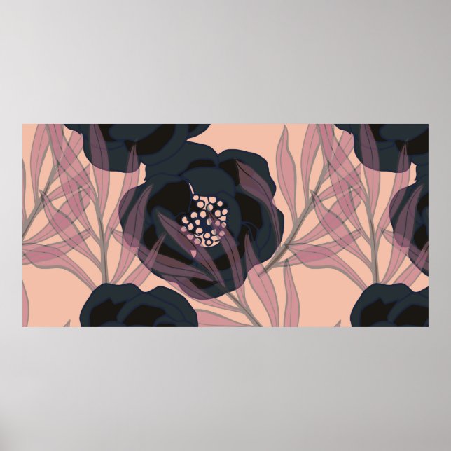 Abstract elegance pattern with floral background. poster (Front)