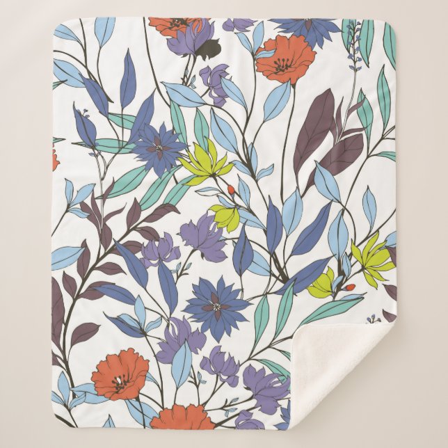 Abstract elegance pattern with floral background.  sherpa blanket (Front)