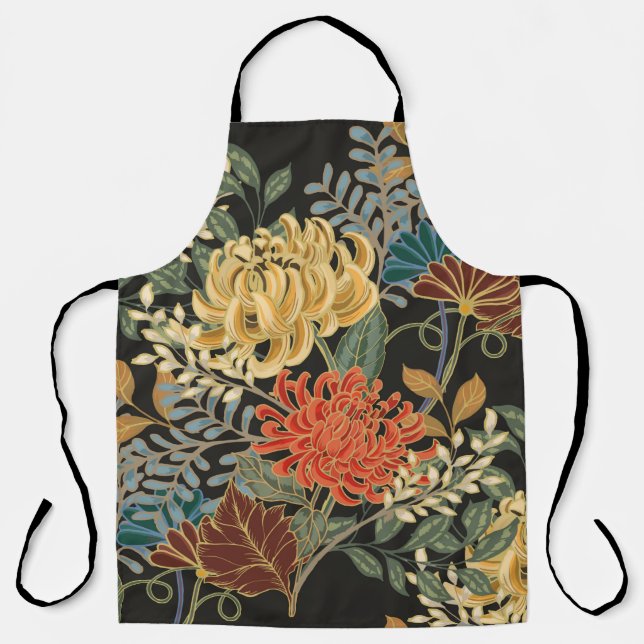 Abstract elegance seamless pattern with floral bac apron (Front)
