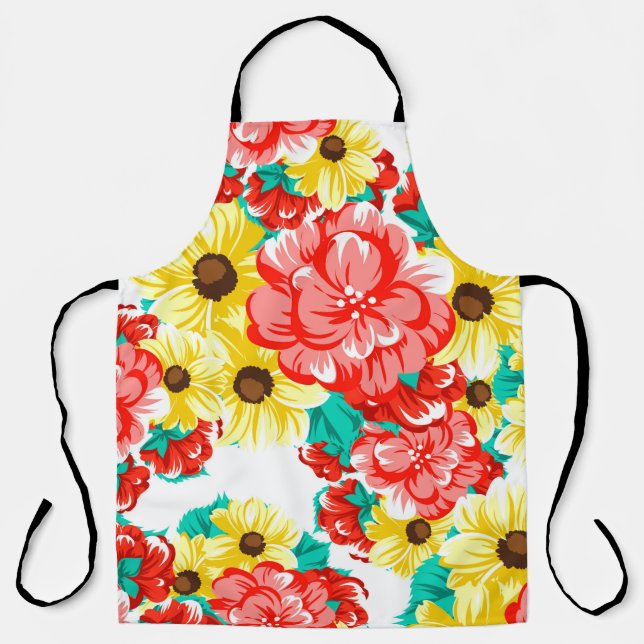Abstract elegance seamless pattern with floral bac apron (Front)