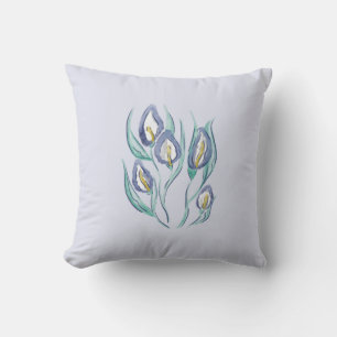 Abstract Elegance: Watercolor Purple Calla Lilies Throw Pillow