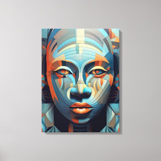 Abstract Elegance: Woman's Geometric Portrait Canvas Print