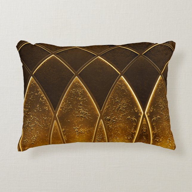 Abstract elegant art deco geometric ornamented gol accent pillow (Front)