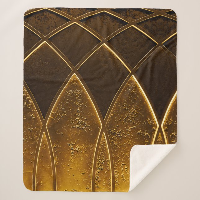 Abstract elegant art deco geometric ornamented gol sherpa blanket (Front)