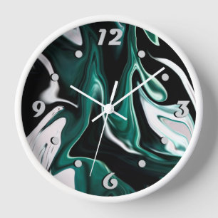 Abstract elegant fluid liquid marble flow texture  clock