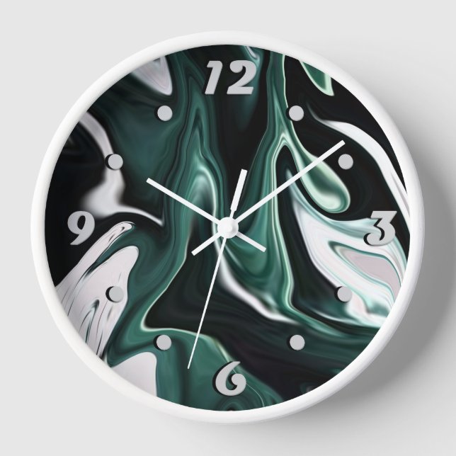 Abstract elegant fluid liquid marble flow texture  clock (Front)