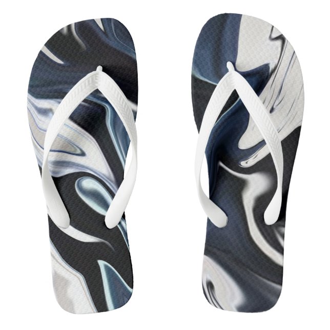 Abstract elegant fluid liquid marble flow texture flip flops (Footbed)