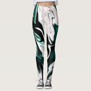 Abstract elegant fluid liquid marble flow texture leggings