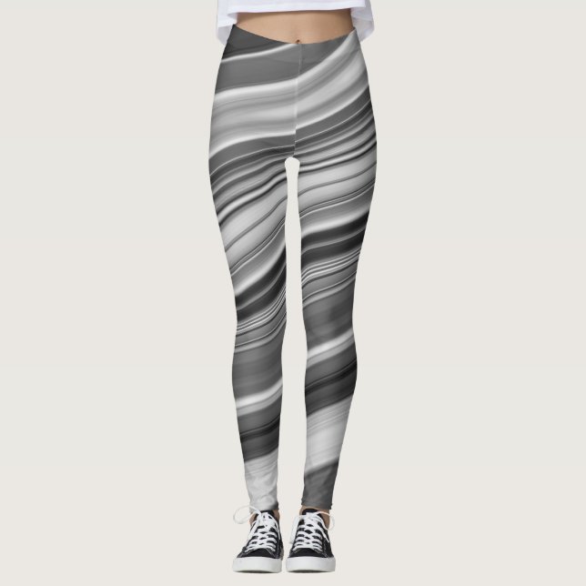 Abstract elegant fluid liquid marble flow texture leggings (Front)