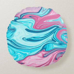Abstract elegant fluid liquid marble flow texture round pillow