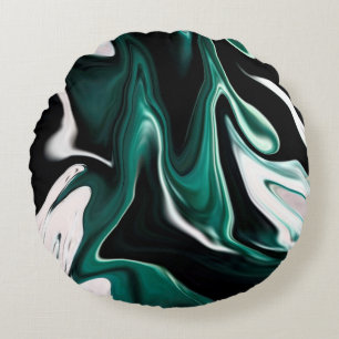 Abstract elegant fluid liquid marble flow texture round pillow