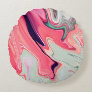 Abstract elegant fluid liquid marble flow texture round pillow