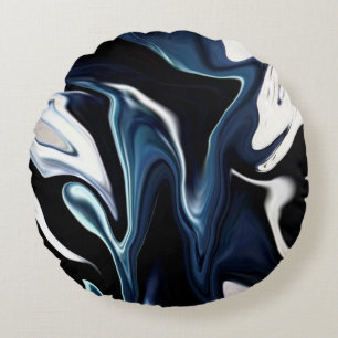 Abstract elegant fluid liquid marble flow texture round pillow