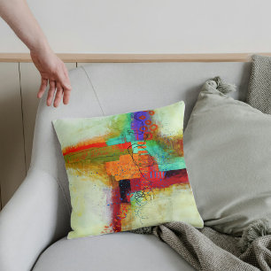 Abstract Elegant mixed Colourful painting pattern  Throw Pillow