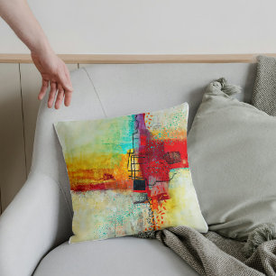 Abstract Elegant mixed Colourful painting pattern  Throw Pillow