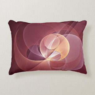 Abstract Elegant Modern Wine Red Fractal Art Accent Pillow