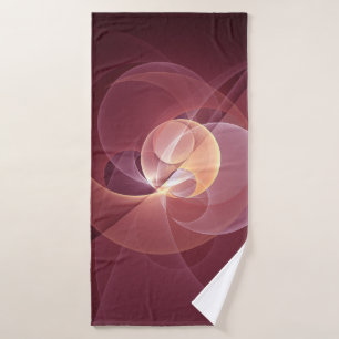 Abstract Elegant Modern Wine Red Fractal Art Bath Towel