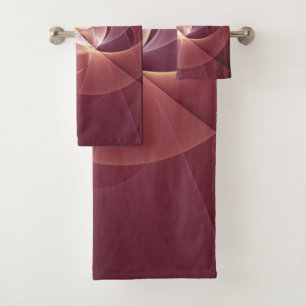 Abstract Elegant Modern Wine Red Fractal Art Bath Towel Set