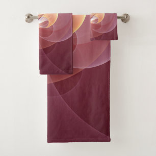 Abstract Elegant Modern Wine Red Fractal Art Bath Towel Set