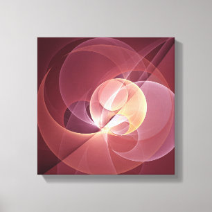 Abstract Elegant Modern Wine Red Fractal Art Canvas Print