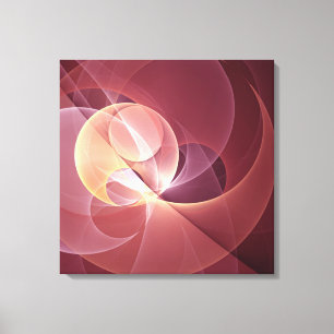Abstract Elegant Modern Wine Red Fractal Art Canvas Print