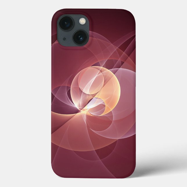 Abstract Elegant Modern Wine Red Fractal Art Case-Mate iPhone Case (Back)