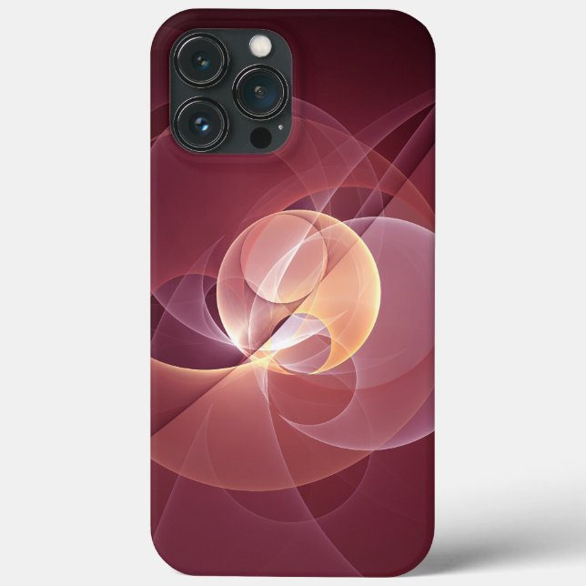 Abstract Elegant Modern Wine Red Fractal Art Case-Mate iPhone Case (Back)
