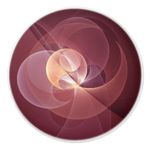 Abstract Elegant Modern Wine Red Fractal Art Ceramic Knob