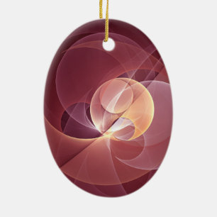 Abstract Elegant Modern Wine Red Fractal Art Ceramic Ornament