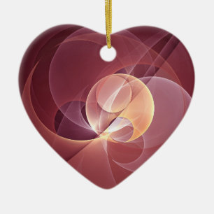 Abstract Elegant Modern Wine Red Fractal Art Ceramic Ornament
